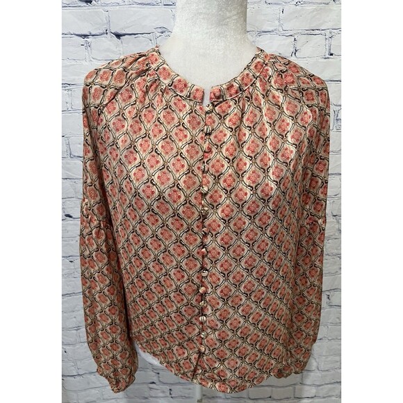 Peace N’ Love Sheer Balloon Long Sleeve Top Blouse S/M - Picture 2 of 8